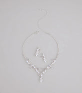 Statement Glow Rhinestone Necklace And Earrings Set